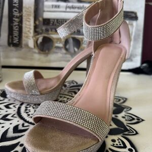 Madden Girl Silver Crystal Embellished Heels